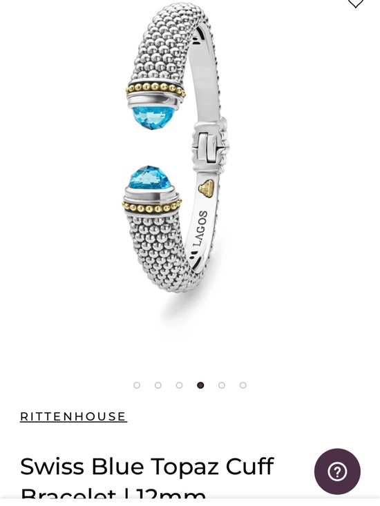 LAGOS Jewelry - LAGOS Silver Cuff Bracelet with Swiss Blue Topaz and Gold Accents
